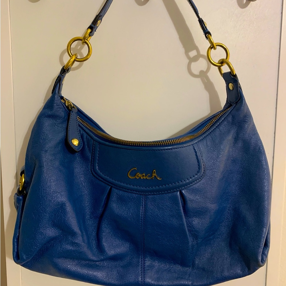 Royal Blue Leather Coach Bag